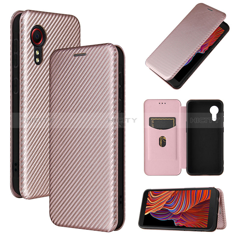 Handytasche Stand Schutzhülle Flip Leder Hülle L06Z für Samsung Galaxy XCover 5 SM-G525F Rosegold