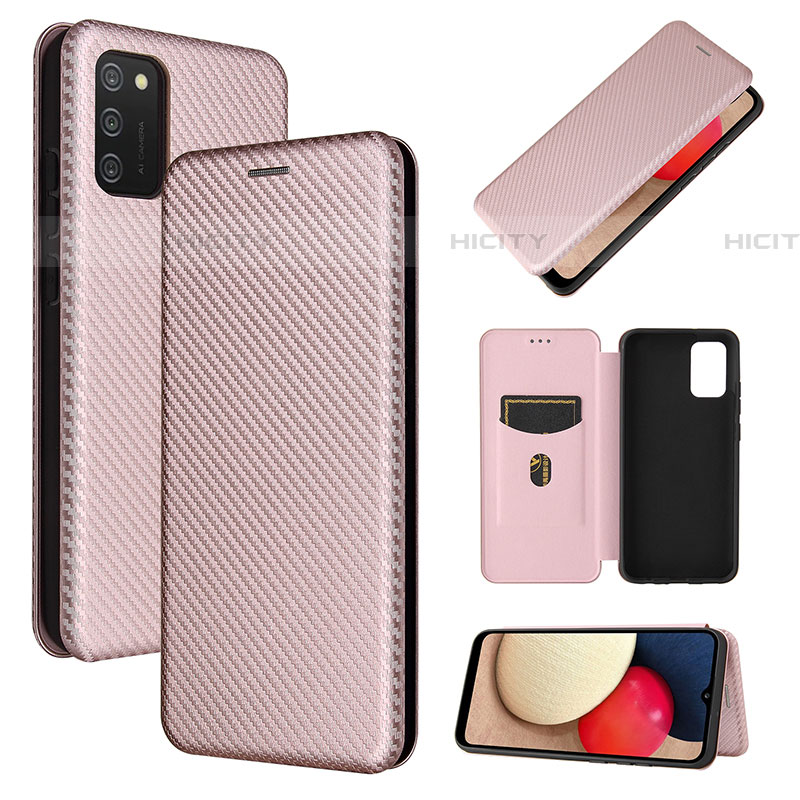 Handytasche Stand Schutzhülle Flip Leder Hülle L07Z für Samsung Galaxy A03s Rosegold