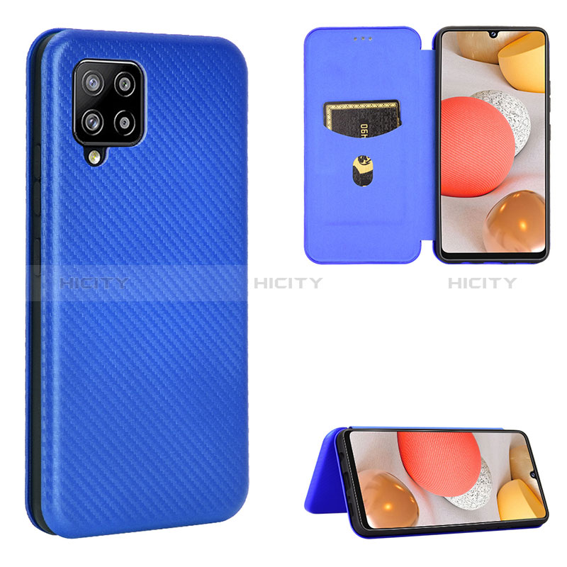 Handytasche Stand Schutzhülle Flip Leder Hülle L07Z für Samsung Galaxy A42 5G Blau Plus