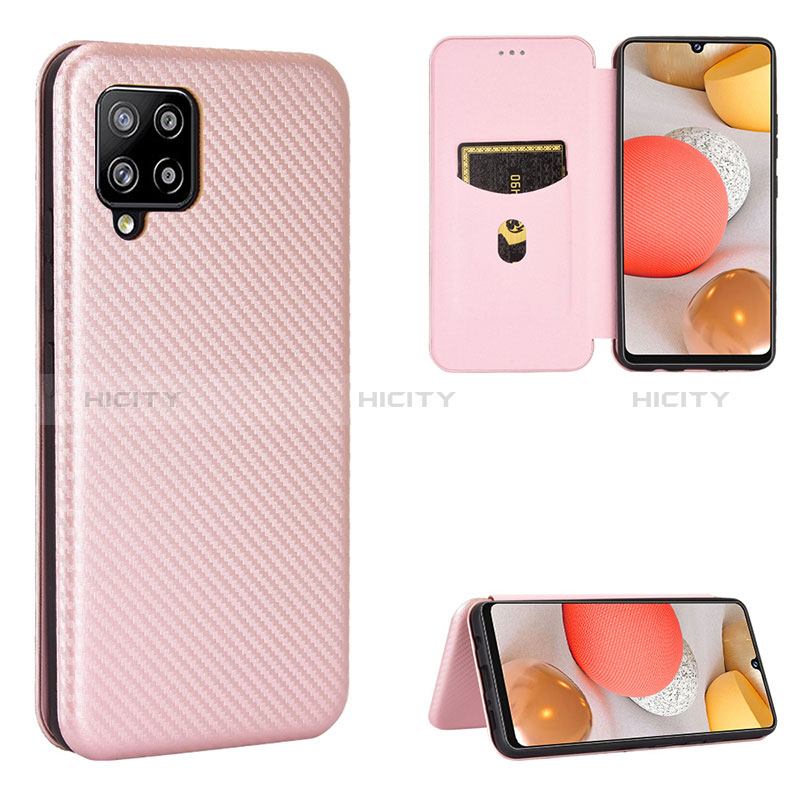 Handytasche Stand Schutzhülle Flip Leder Hülle L07Z für Samsung Galaxy A42 5G Rosegold Plus