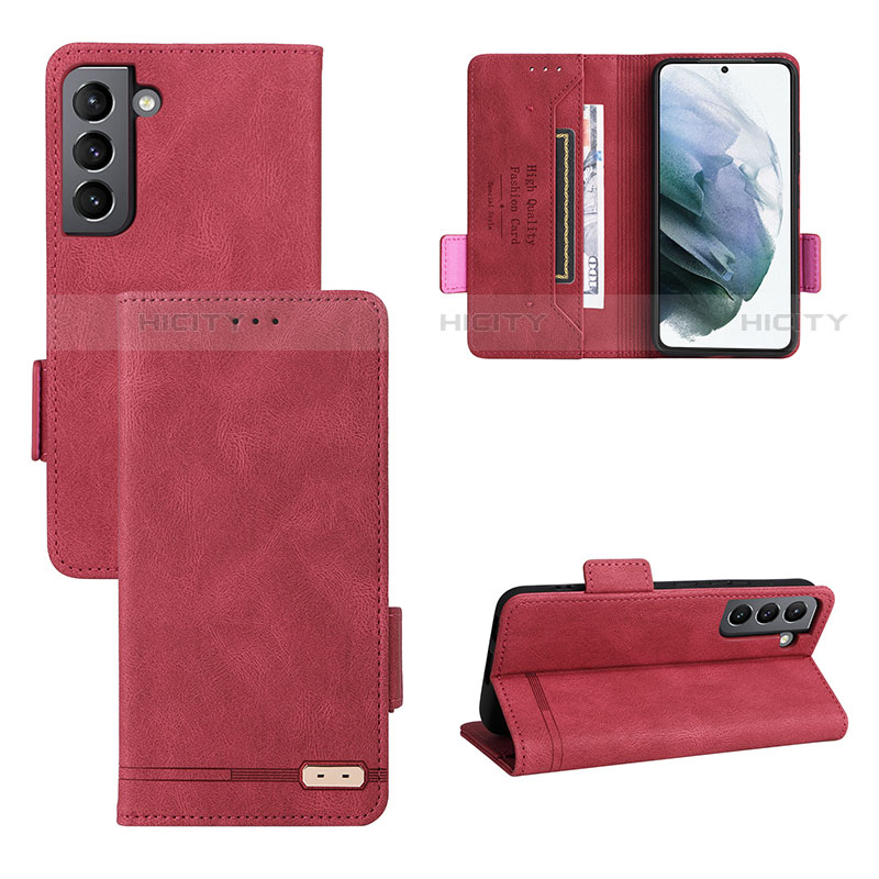 Handytasche Stand Schutzhülle Flip Leder Hülle L07Z für Samsung Galaxy S21 Plus 5G Rot