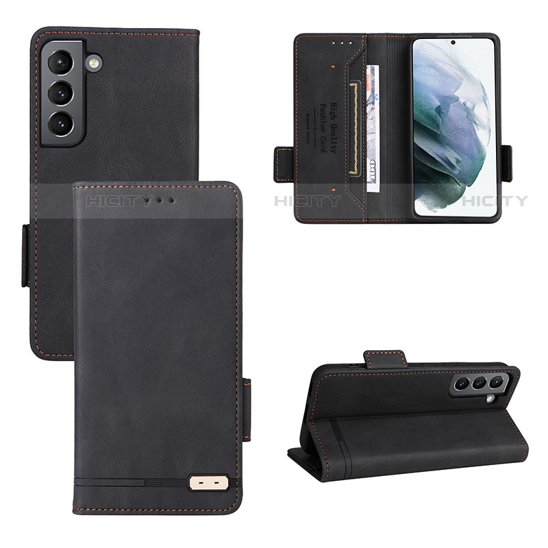 Handytasche Stand Schutzhülle Flip Leder Hülle L07Z für Samsung Galaxy S21 Plus 5G Schwarz