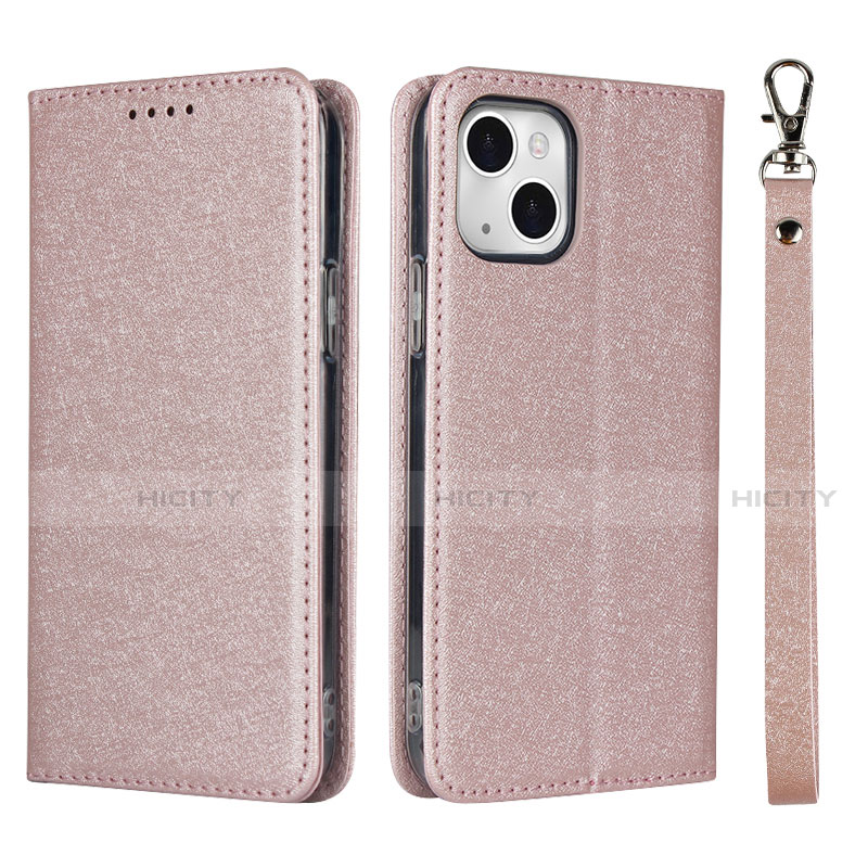 Handytasche Stand Schutzhülle Flip Leder Hülle L08 für Apple iPhone 13 Mini Rosegold