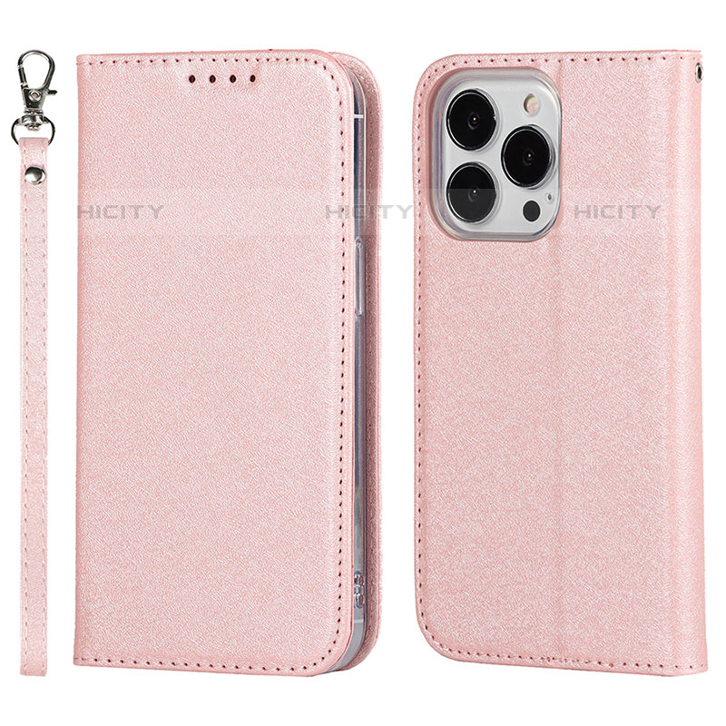 Handytasche Stand Schutzhülle Flip Leder Hülle L08 für Apple iPhone 16 Pro Rosegold