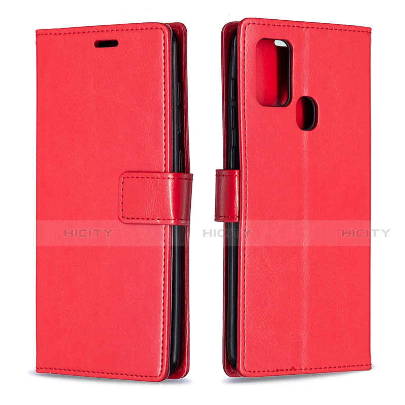 Handytasche Stand Schutzhülle Flip Leder Hülle L08 für Samsung Galaxy A21s Rot