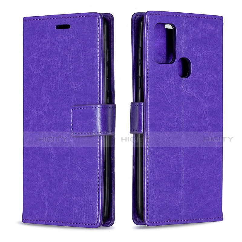 Handytasche Stand Schutzhülle Flip Leder Hülle L08 für Samsung Galaxy A21s Violett