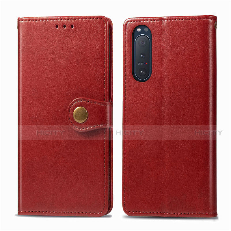 Handytasche Stand Schutzhülle Flip Leder Hülle L08 für Sony Xperia 5 II Rot Plus