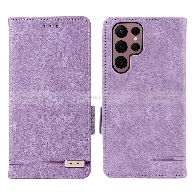 Handytasche Stand Schutzhülle Flip Leder Hülle L08Z für Samsung Galaxy S22 Ultra 5G Violett