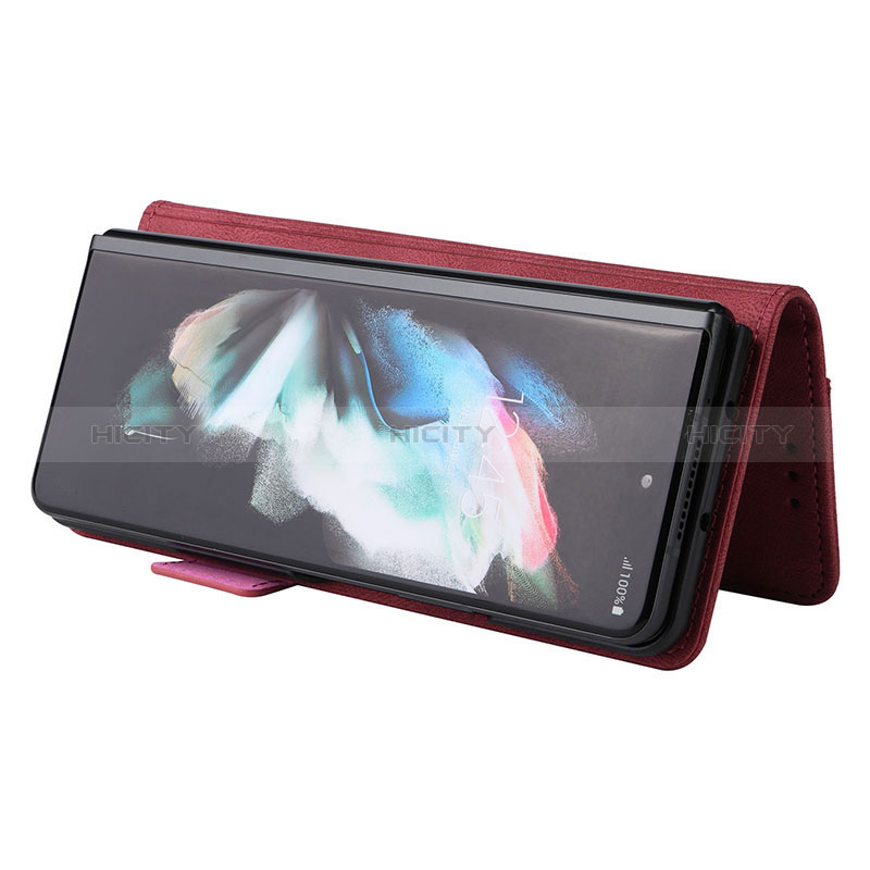 Handytasche Stand Schutzhülle Flip Leder Hülle L08Z für Samsung Galaxy Z Fold3 5G groß