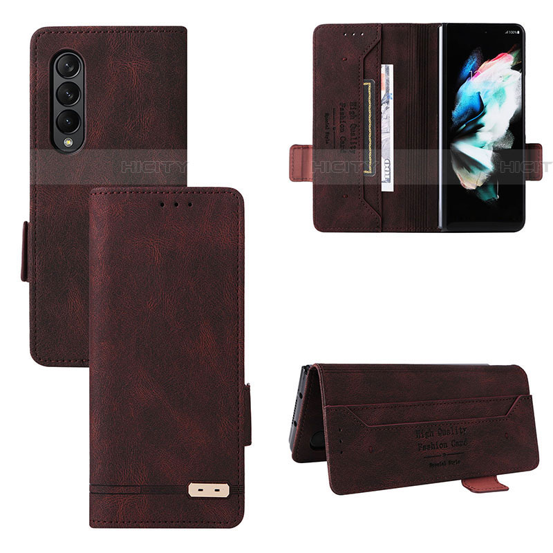 Handytasche Stand Schutzhülle Flip Leder Hülle L08Z für Samsung Galaxy Z Fold4 5G Braun