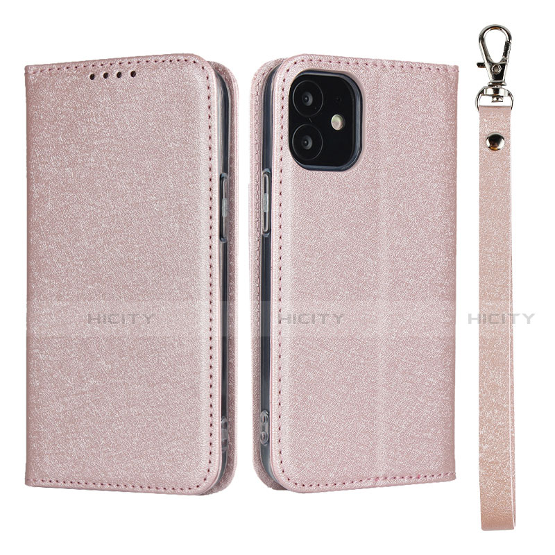 Handytasche Stand Schutzhülle Flip Leder Hülle L09 für Apple iPhone 12 Mini Rosegold