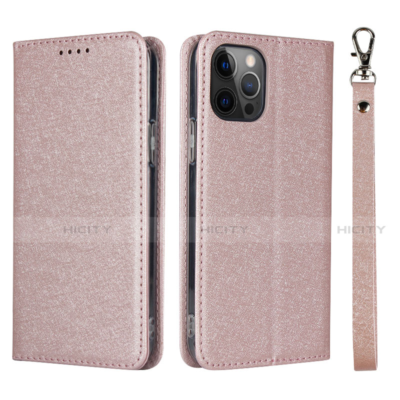 Handytasche Stand Schutzhülle Flip Leder Hülle L09 für Apple iPhone 12 Pro Max Rosegold