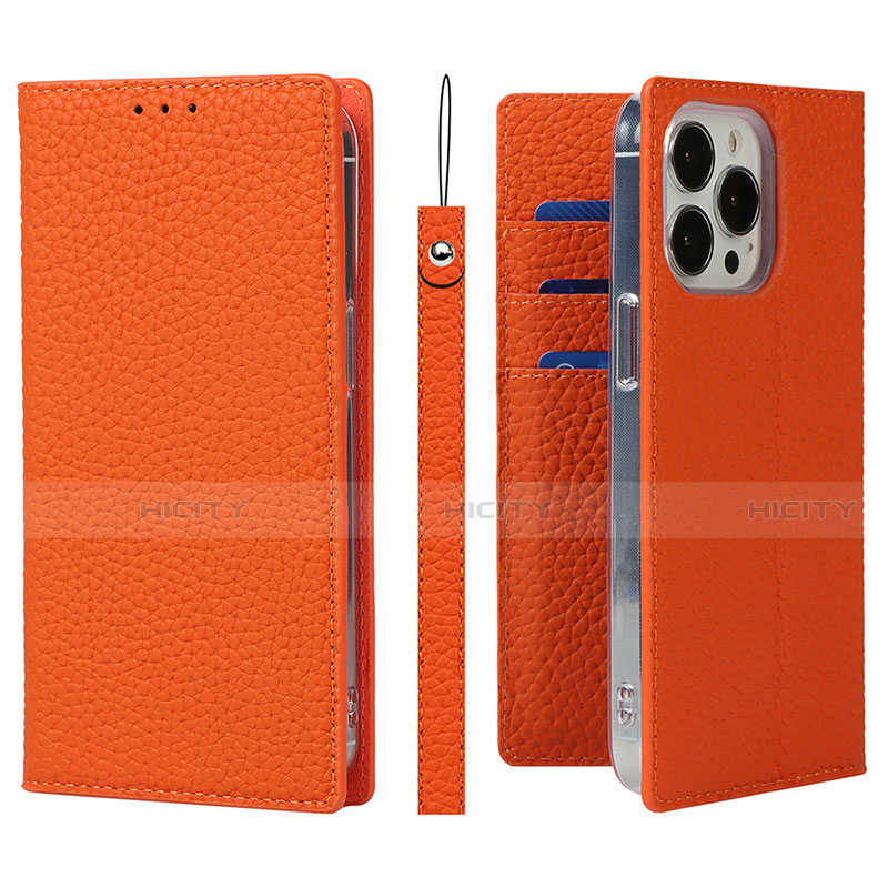 Handytasche Stand Schutzhülle Flip Leder Hülle L09 für Apple iPhone 13 Pro Orange