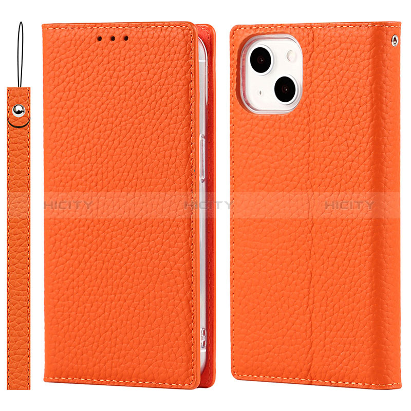 Handytasche Stand Schutzhülle Flip Leder Hülle L09 für Apple iPhone 15 Plus Orange