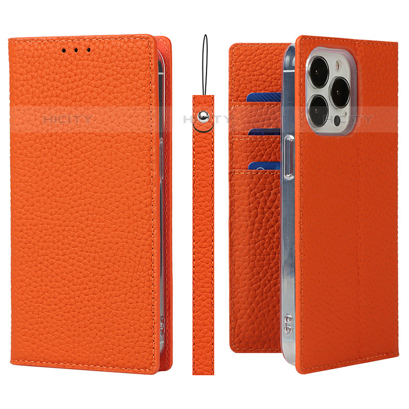 Handytasche Stand Schutzhülle Flip Leder Hülle L09 für Apple iPhone 16 Pro Max Orange Plus