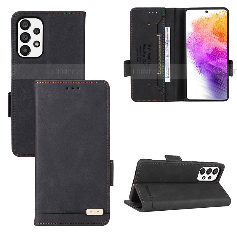 Handytasche Stand Schutzhülle Flip Leder Hülle L09Z für Samsung Galaxy A73 5G Schwarz Plus