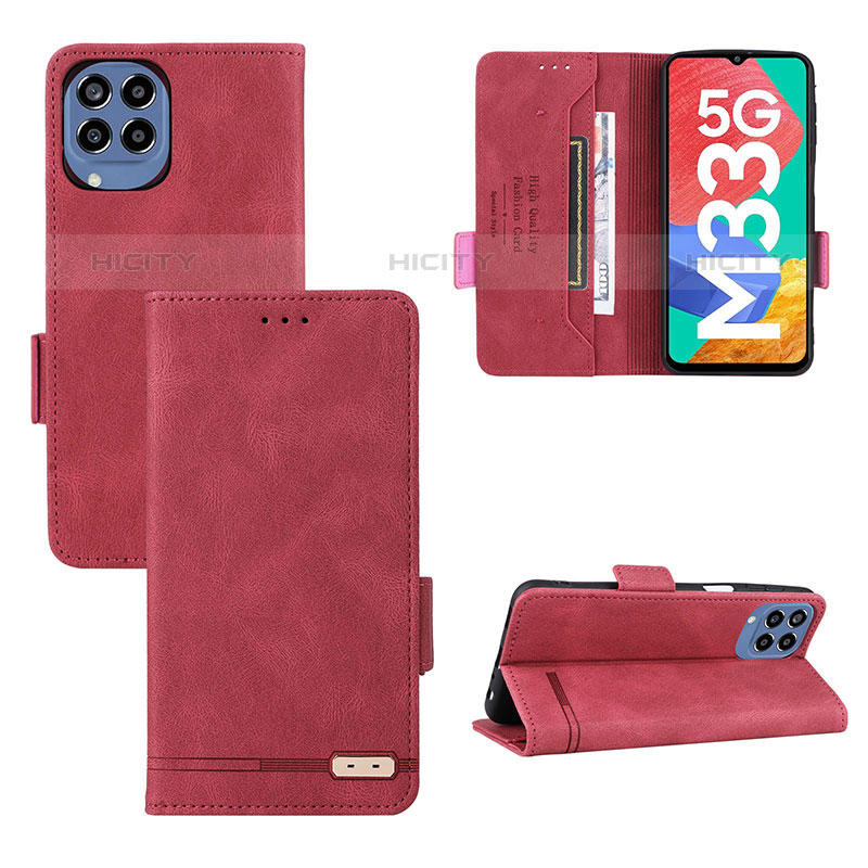 Handytasche Stand Schutzhülle Flip Leder Hülle L09Z für Samsung Galaxy M33 5G Rot