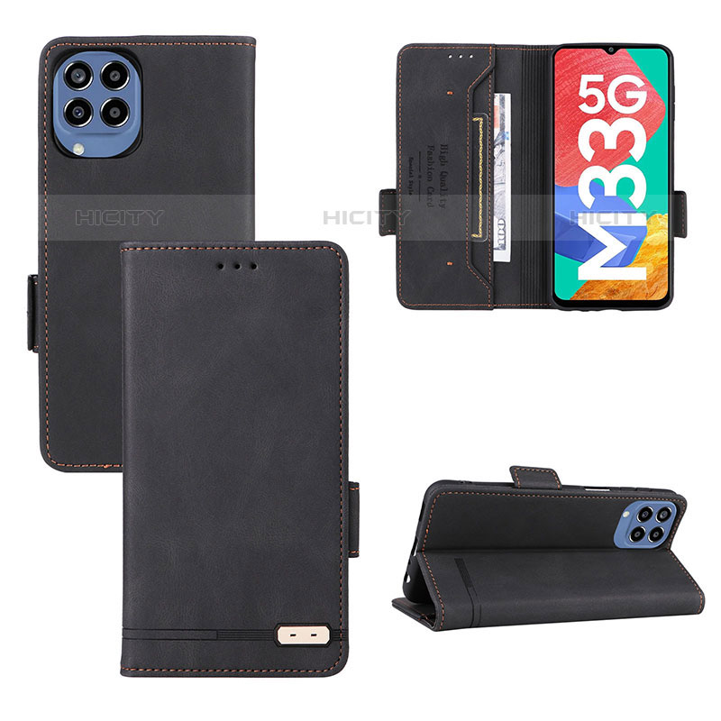 Handytasche Stand Schutzhülle Flip Leder Hülle L09Z für Samsung Galaxy M33 5G Schwarz