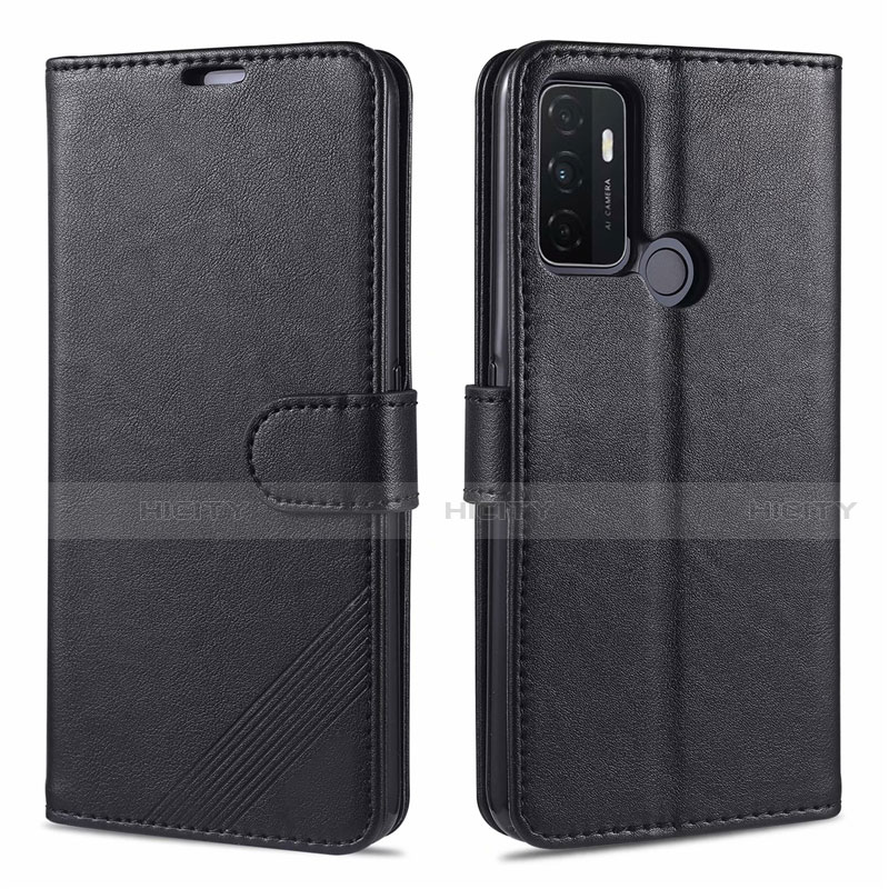 Handytasche Stand Schutzhülle Flip Leder Hülle L11 für Oppo A32 Schwarz