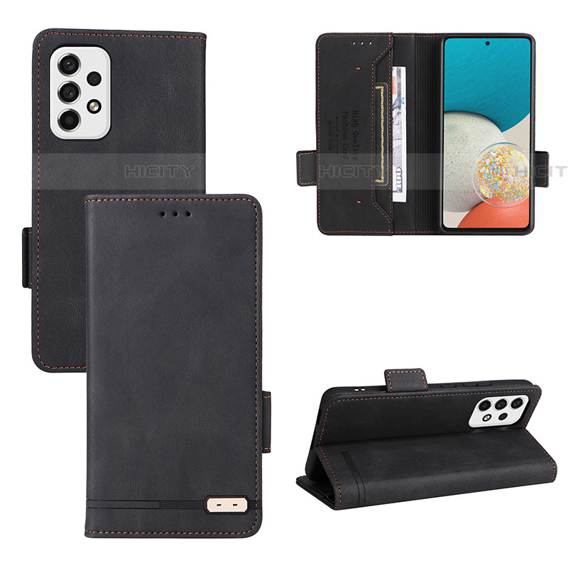 Handytasche Stand Schutzhülle Flip Leder Hülle L11Z für Samsung Galaxy A53 5G Schwarz