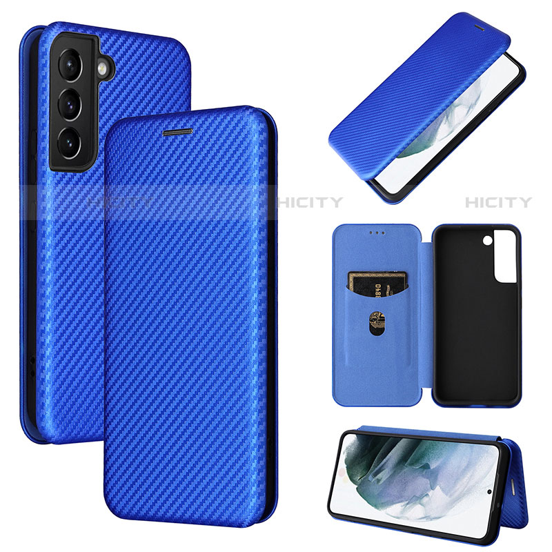 Handytasche Stand Schutzhülle Flip Leder Hülle L11Z für Samsung Galaxy S21 Plus 5G Blau