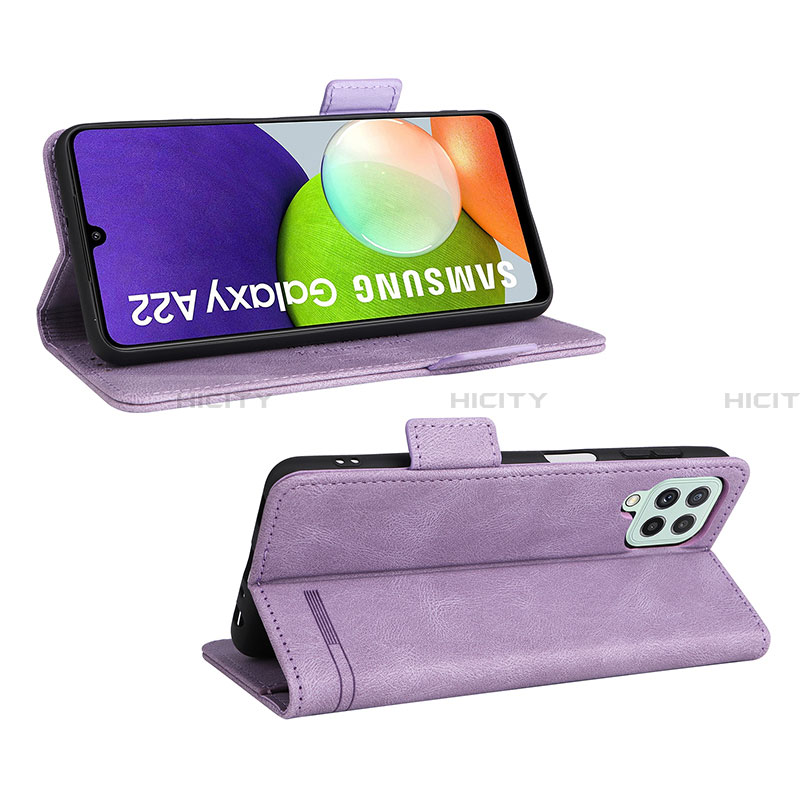 Handytasche Stand Schutzhülle Flip Leder Hülle L12Z für Samsung Galaxy A22 4G Violett