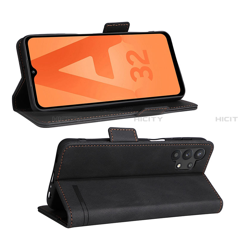 Handytasche Stand Schutzhülle Flip Leder Hülle L12Z für Samsung Galaxy A32 4G Schwarz Plus