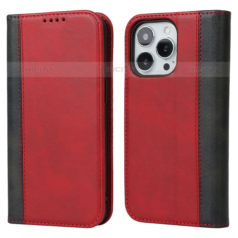 Handytasche Stand Schutzhülle Flip Leder Hülle L13 für Apple iPhone 15 Pro Rot