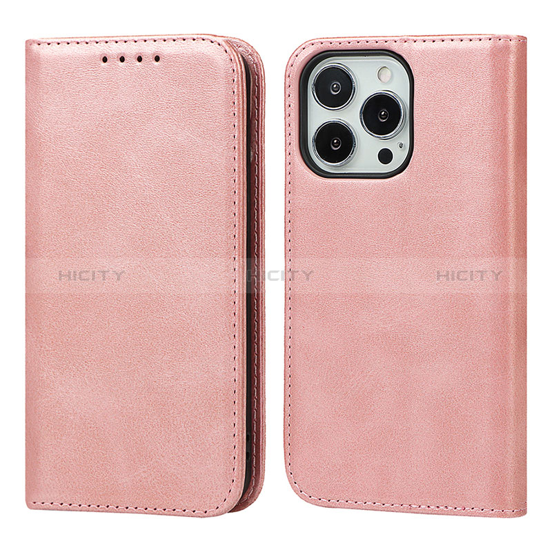 Handytasche Stand Schutzhülle Flip Leder Hülle L14 für Apple iPhone 14 Pro Max Rosegold Plus