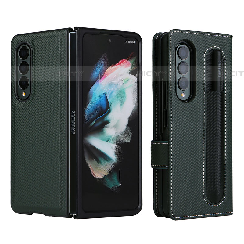 Handytasche Stand Schutzhülle Flip Leder Hülle L15Z für Samsung Galaxy Z Fold4 5G Grün Plus