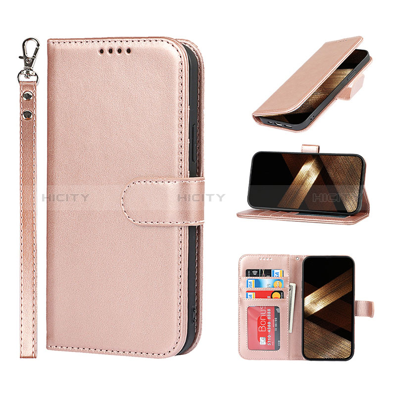 Handytasche Stand Schutzhülle Flip Leder Hülle L19 für Apple iPhone 14 Pro Max Rosegold Plus