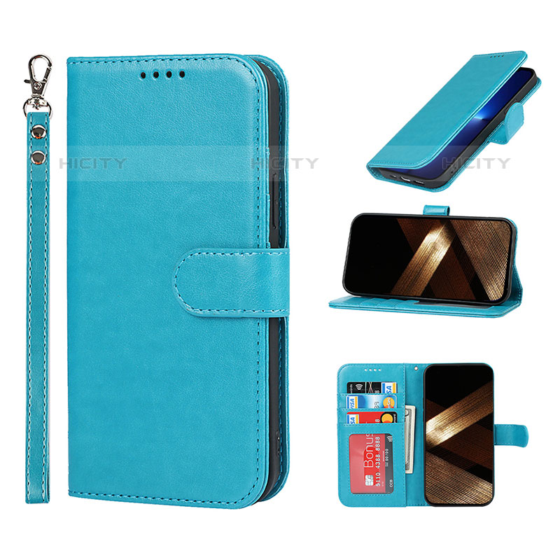 Handytasche Stand Schutzhülle Flip Leder Hülle L19 für Apple iPhone 15 Pro Hellblau