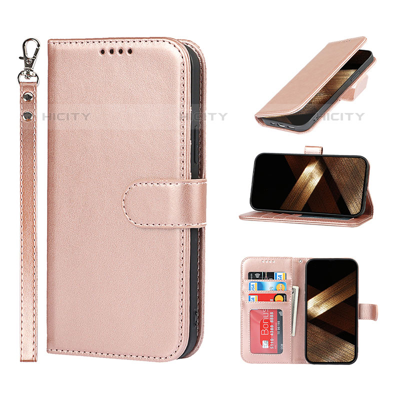 Handytasche Stand Schutzhülle Flip Leder Hülle L19 für Apple iPhone 15 Pro Rosegold