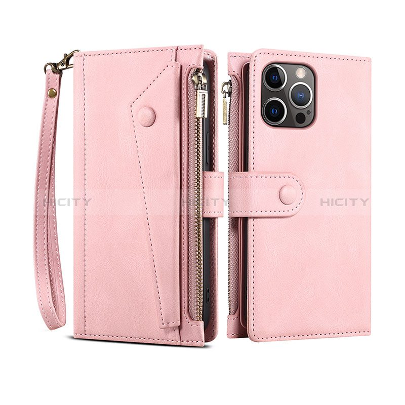 Handytasche Stand Schutzhülle Flip Leder Hülle L20 für Apple iPhone 14 Pro Max Rosegold Plus