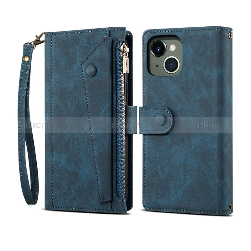 Handytasche Stand Schutzhülle Flip Leder Hülle L20 für Apple iPhone 15 Blau Plus