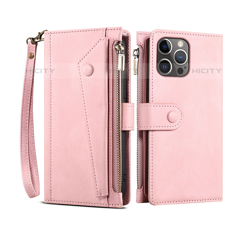 Handytasche Stand Schutzhülle Flip Leder Hülle L20 für Apple iPhone 16 Pro Max Rosegold Plus