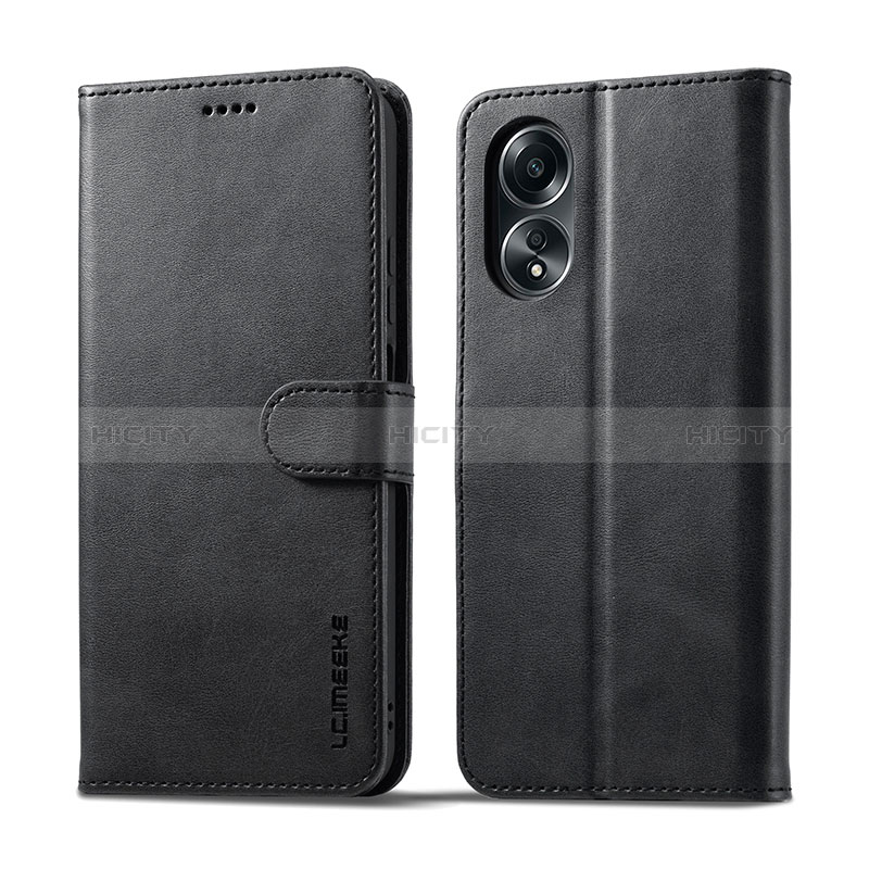 Handytasche Stand Schutzhülle Flip Leder Hülle LC1 für Oppo A18 Schwarz