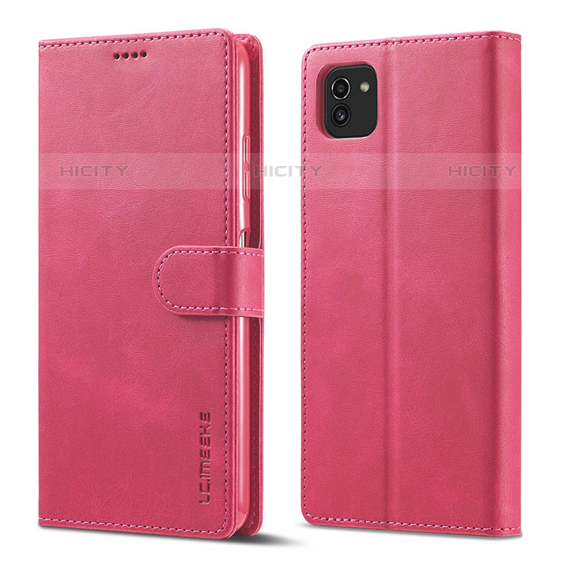 Handytasche Stand Schutzhülle Flip Leder Hülle LC1 für Samsung Galaxy A03 Pink