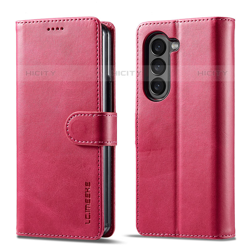 Handytasche Stand Schutzhülle Flip Leder Hülle LC1 für Samsung Galaxy Z Fold5 5G Pink