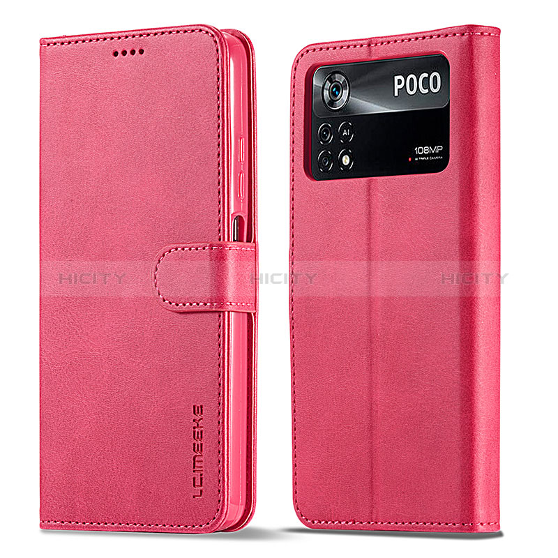 Handytasche Stand Schutzhülle Flip Leder Hülle LC1 für Xiaomi Poco M4 Pro 4G Pink