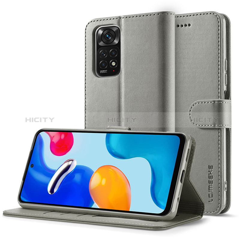 Handytasche Stand Schutzhülle Flip Leder Hülle LC2 für Xiaomi Redmi Note 11 Pro 4G Grau