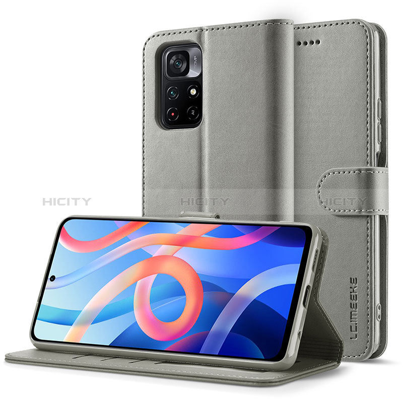 Handytasche Stand Schutzhülle Flip Leder Hülle LC2 für Xiaomi Redmi Note 11S 5G Grau