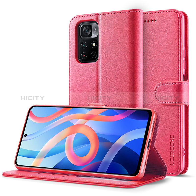 Handytasche Stand Schutzhülle Flip Leder Hülle LC2 für Xiaomi Redmi Note 11T 5G Pink Plus