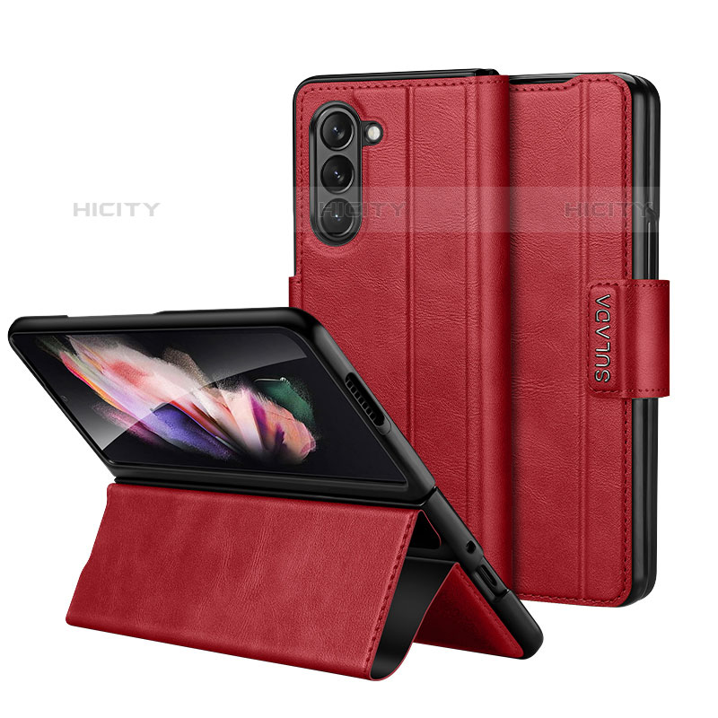 Handytasche Stand Schutzhülle Flip Leder Hülle LD1 für Samsung Galaxy Z Fold5 5G Rot Plus