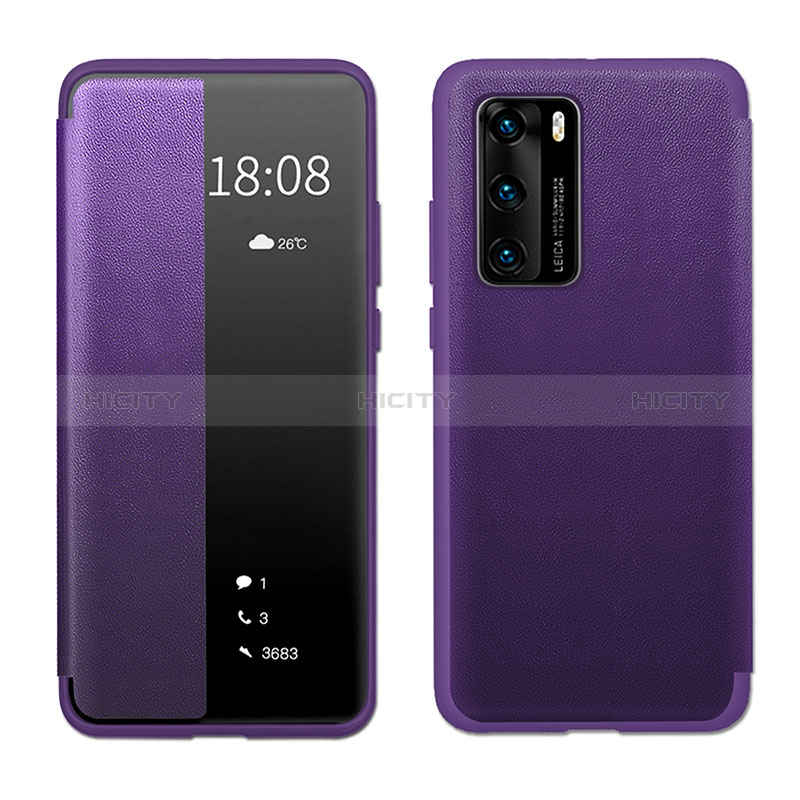 Handytasche Stand Schutzhülle Flip Leder Hülle LF1 für Huawei P40 Violett