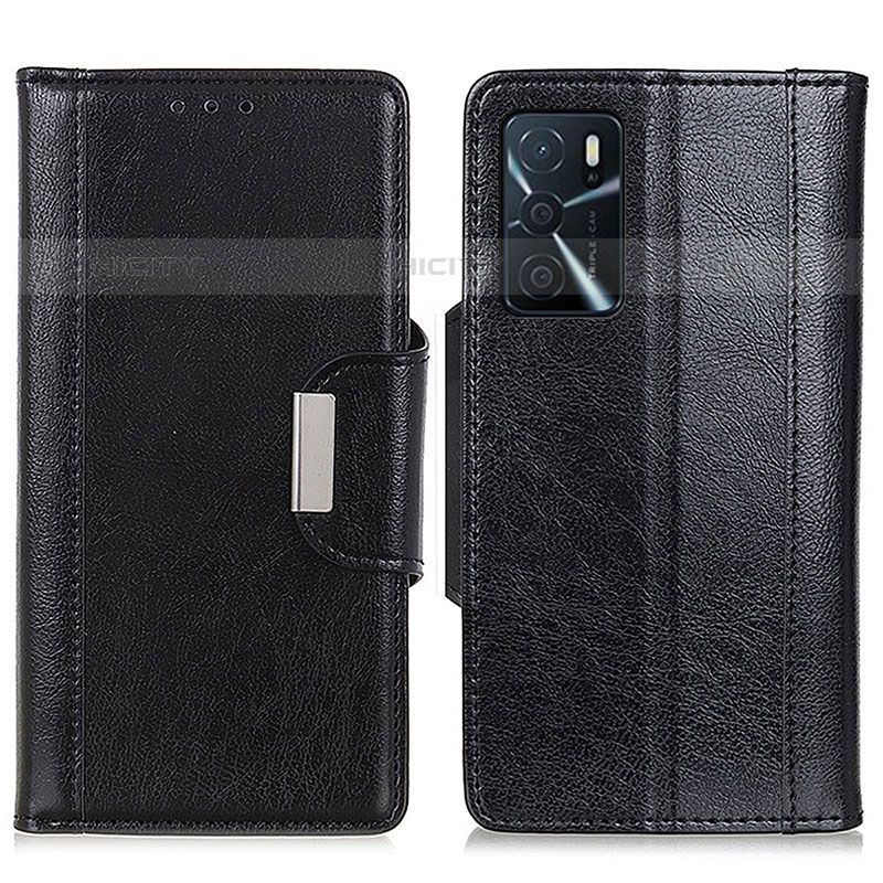 Handytasche Stand Schutzhülle Flip Leder Hülle M01L für Oppo A16s Schwarz