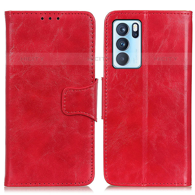 Handytasche Stand Schutzhülle Flip Leder Hülle M02L für Oppo Reno6 Pro 5G India Rot Plus