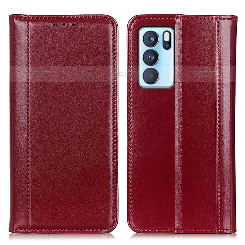 Handytasche Stand Schutzhülle Flip Leder Hülle M05L für Oppo Reno6 Pro 5G India Rot Plus