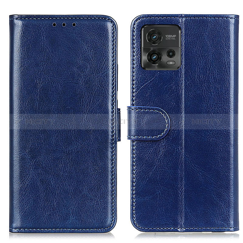 Handytasche Stand Schutzhülle Flip Leder Hülle M07L für Motorola Moto G72 Blau Plus