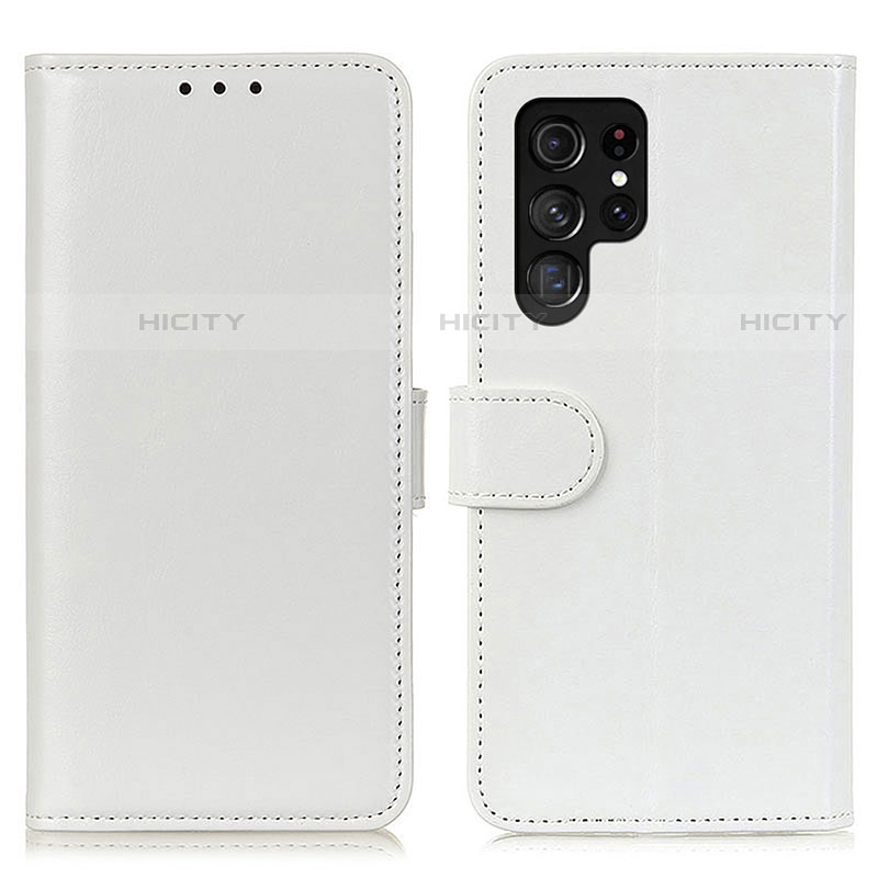 Handytasche Stand Schutzhülle Flip Leder Hülle M07L für Samsung Galaxy S22 Ultra 5G Weiß Plus